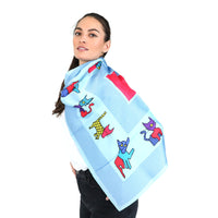 Blue Herringbone Silk Scarf