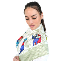 Green Herringbone Silk Scarf