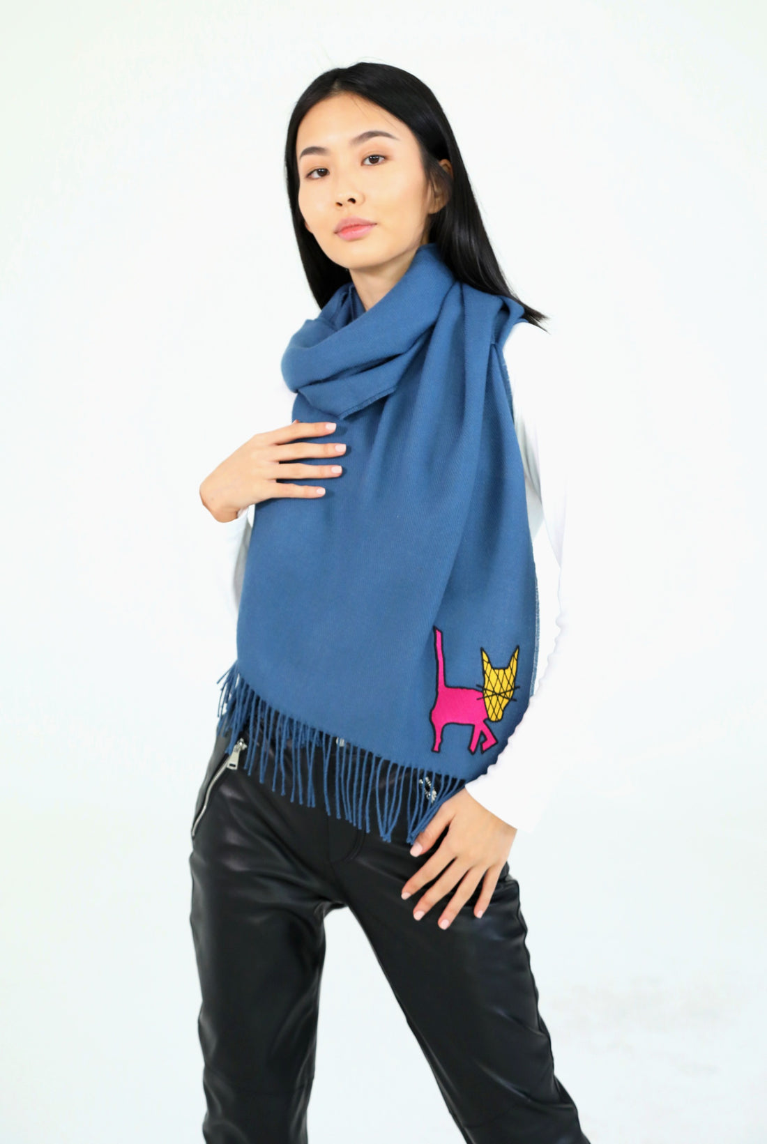 Alpaca Scarf with Happy Simon Embroidery