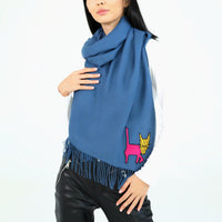 Alpaca Scarf with Happy Simon Embroidery