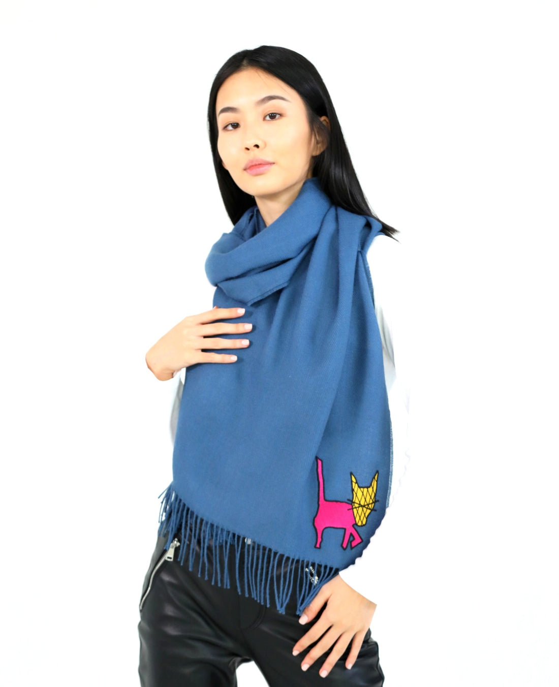 Alpaca Scarf with Happy Simon Embroidery