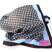 Blue & Brown Herringbone Silk Scarf
