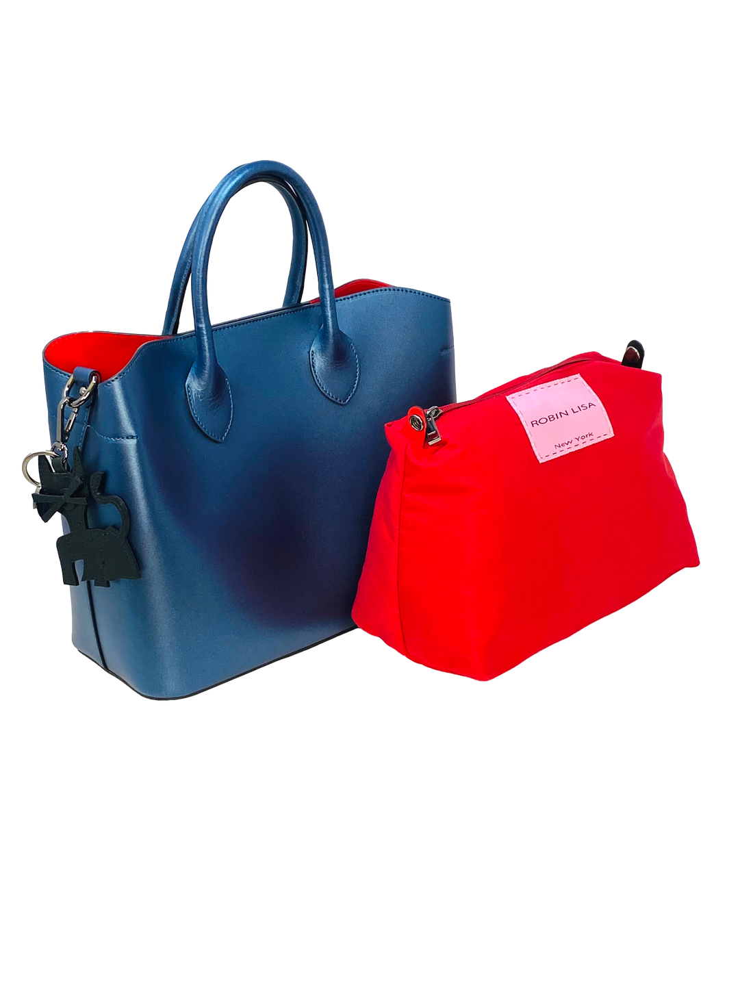 Metallic Blue Madison Tote With Key Chain