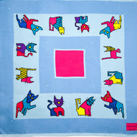 Blue Herringbone Silk Scarf