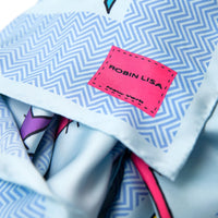 Blue Herringbone Silk Scarf