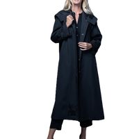 Black on Black Hooded Raincoat with "Agnes Bonaventura"