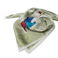 Green Herringbone Silk Scarf