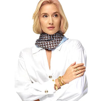 Blue & Brown Herringbone Silk Scarf