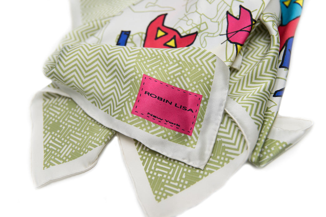 Green Herringbone Silk Scarf