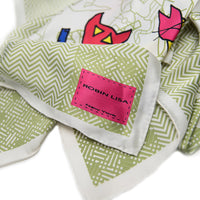 Green Herringbone Silk Scarf