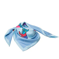 Blue Herringbone Silk Scarf