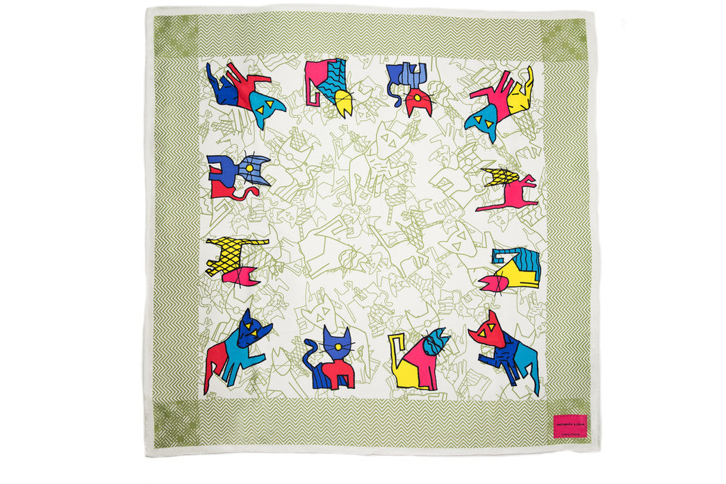 Green Herringbone Silk Scarf