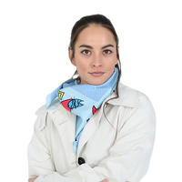 Blue Herringbone Silk Scarf