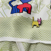 Green Herringbone Silk Scarf