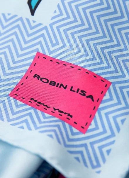 Blue Herringbone Silk Scarf