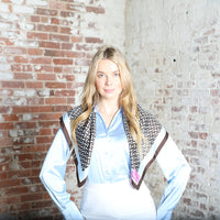 Blue & Brown Herringbone Silk Scarf