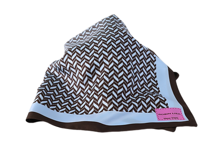 Blue & Brown Herringbone Silk Scarf