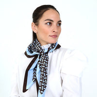 Blue & Brown Herringbone Silk Scarf