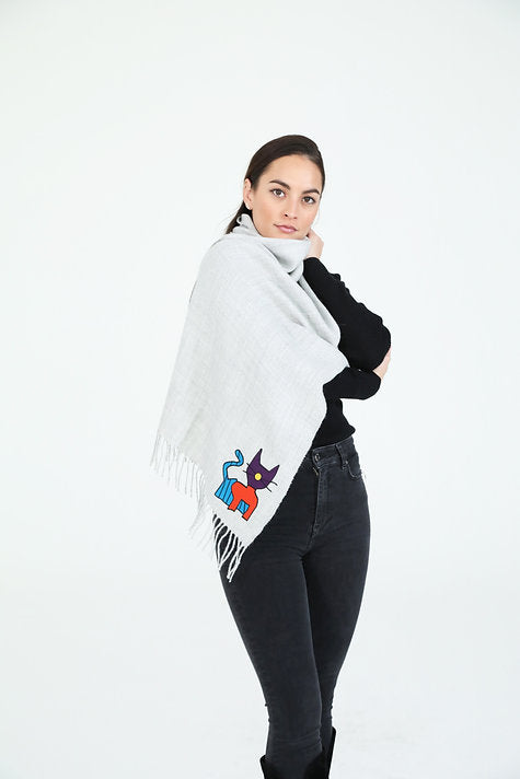 Alpaca Scarf with Miss Am Embroidery