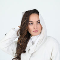 Bone Hooded Raincoat with Tammy Cat Embroidery