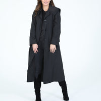 Black on Black Hooded Raincoat with "Agnes Bonaventura"