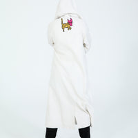 Bone Hooded Raincoat with Tammy Cat Embroidery