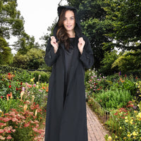 Black on Black Hooded Raincoat with "Agnes Bonaventura"
