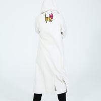 Bone Hooded Raincoat with Tammy Cat Embroidery